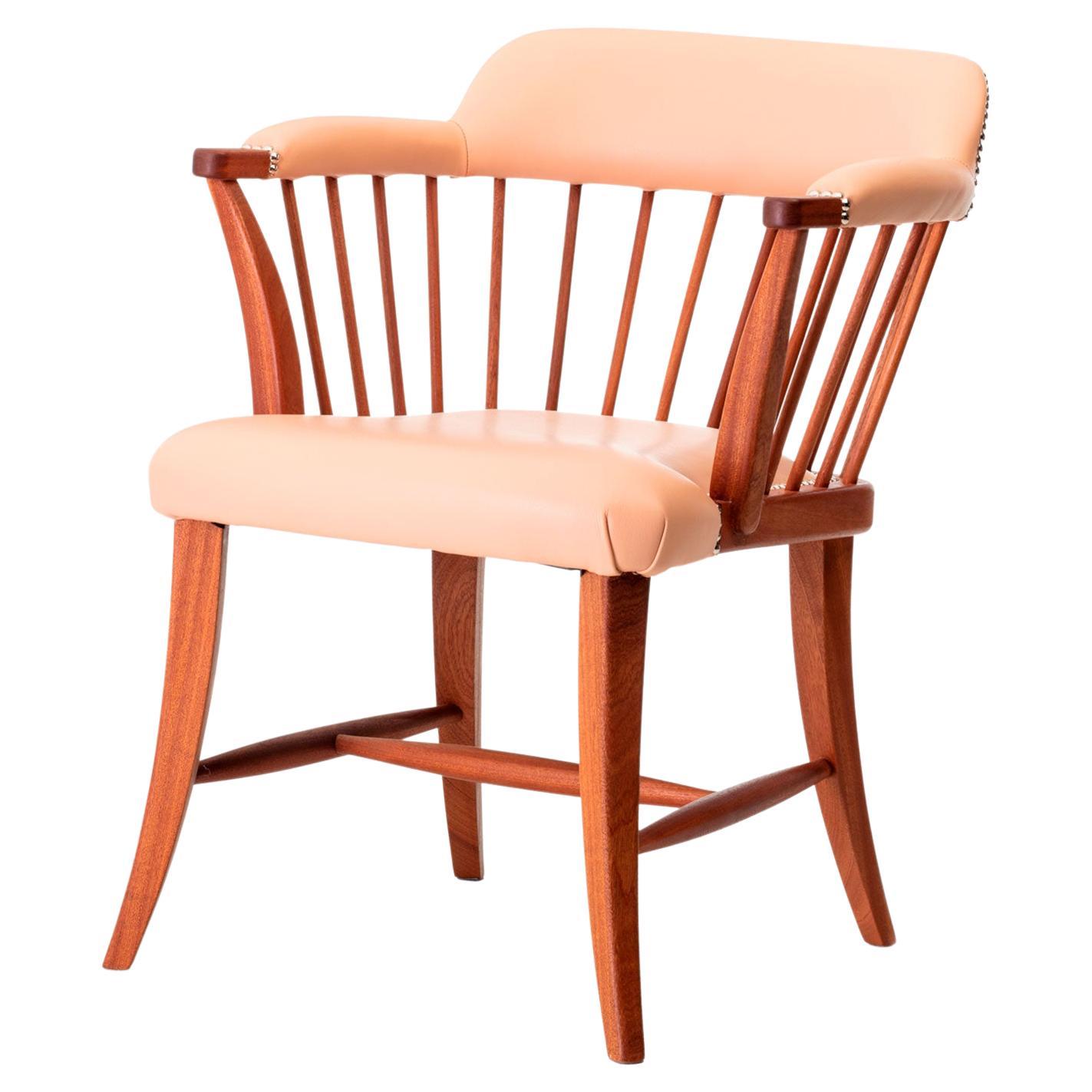 Oxford-Sessel aus Holz und Leder im Angebot