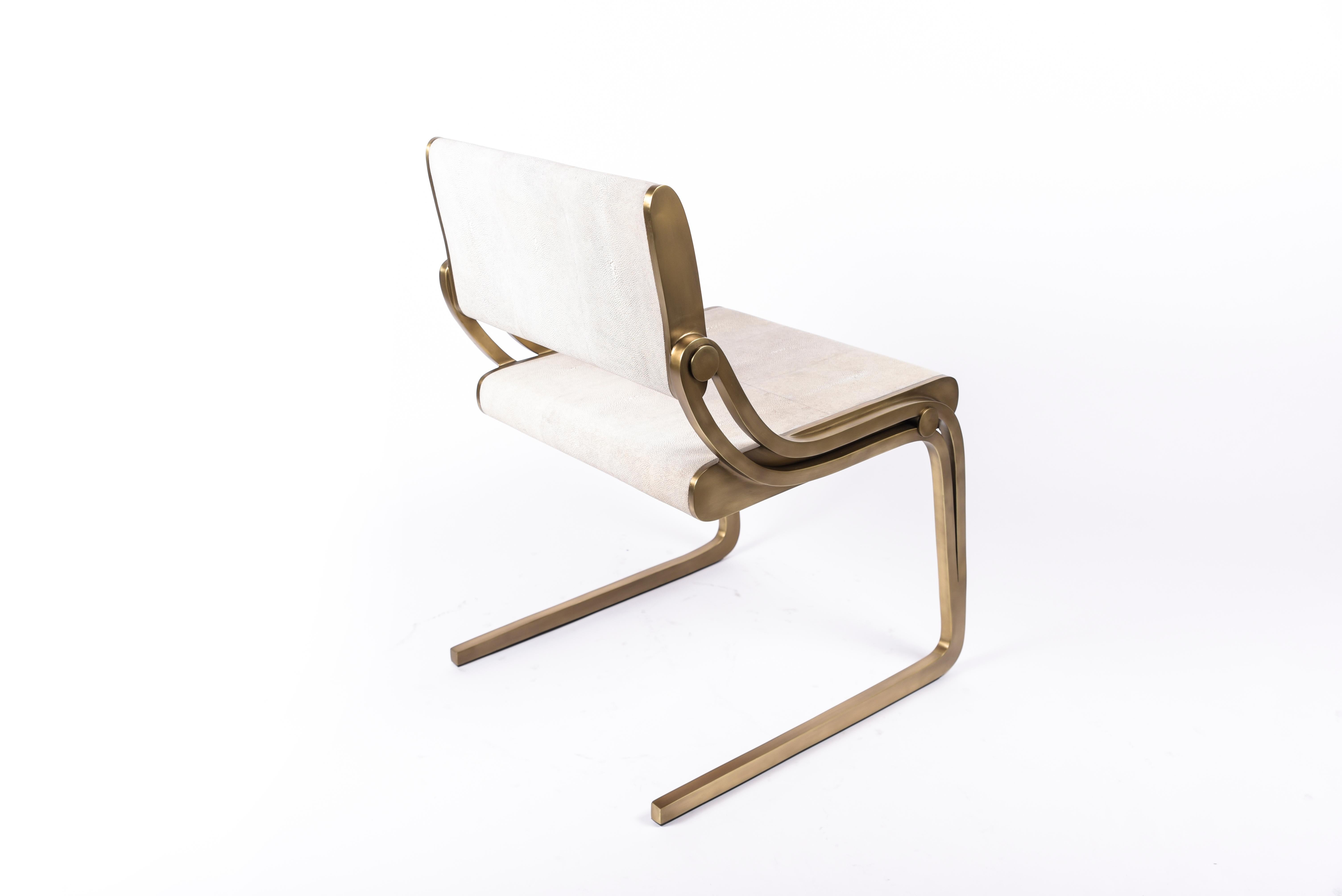Oxford Chair Shagreen and Bronze-Patina Brass by R&Y Augousti In New Condition For Sale In New York, NY