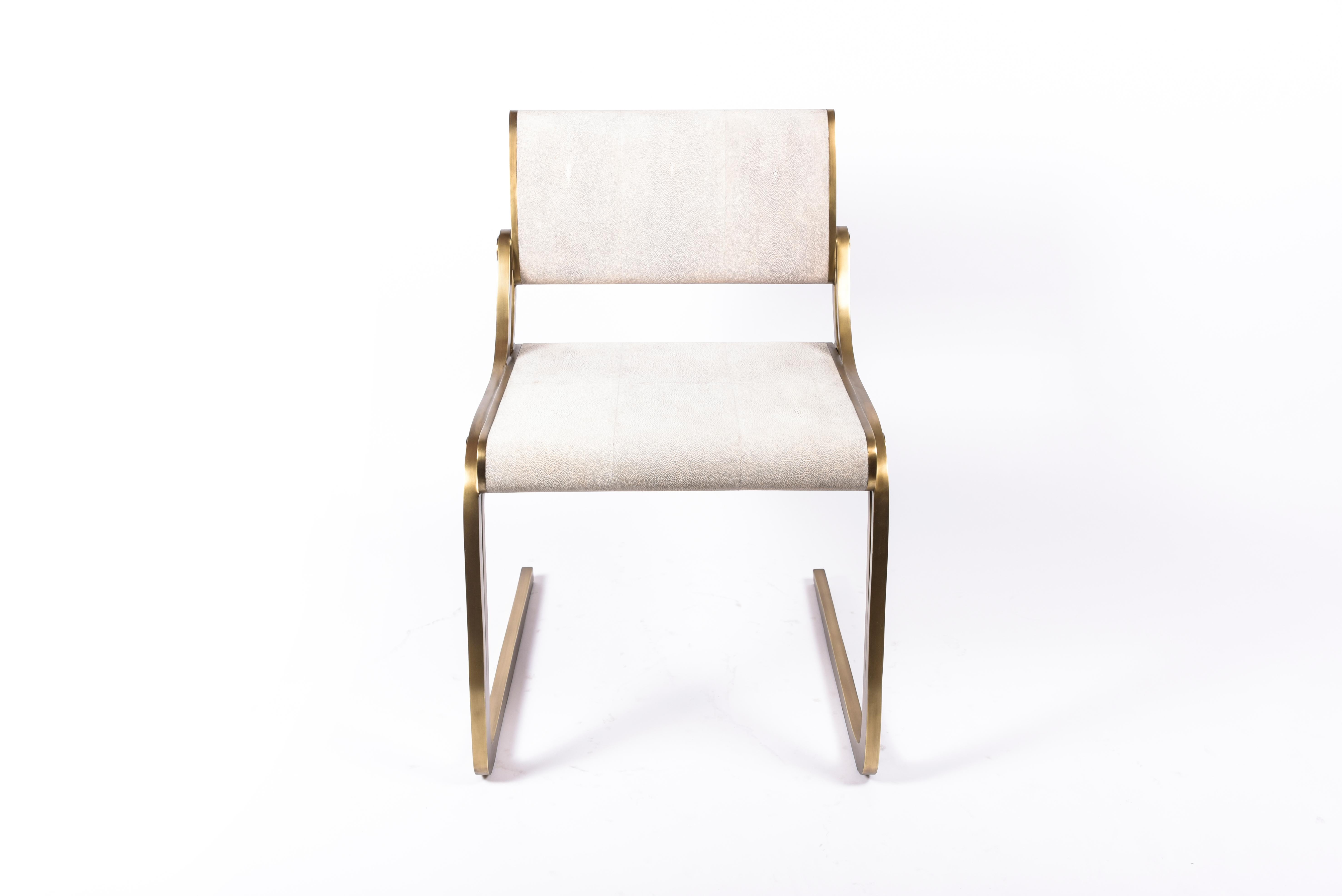 Contemporary Oxford Chair Shagreen and Bronze-Patina Brass by R&Y Augousti For Sale