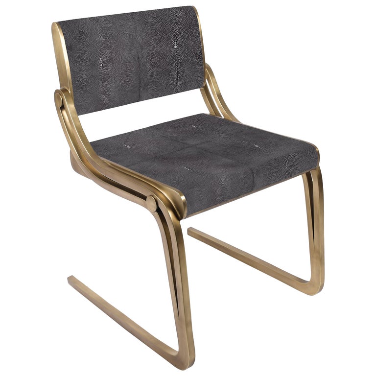 Oxford Chair Shagreen and Bronze-Patina Brass by R&Y Augousti For Sale