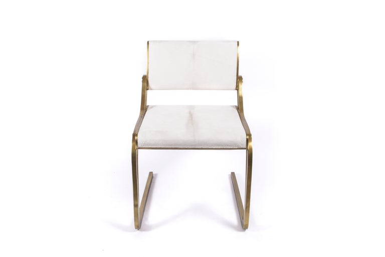 Oxford Chair Cream Shagreen and Bronze-Patina Brass by R&Y Augousti In New Condition For Sale In New York, NY