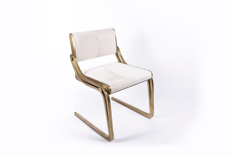 Contemporary Oxford Chair Cream Shagreen and Bronze-Patina Brass by R&Y Augousti For Sale