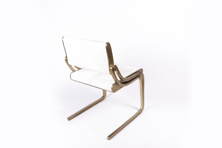 Shagreen Stingray Oxford Chair Cream Shagreen and Bronze-Patina Brass by R&Y Augousti For Sale