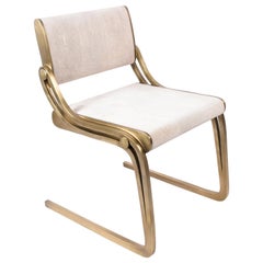 Oxford Chair Cream Shagreen and Bronze-Patina Brass by R&Y Augousti