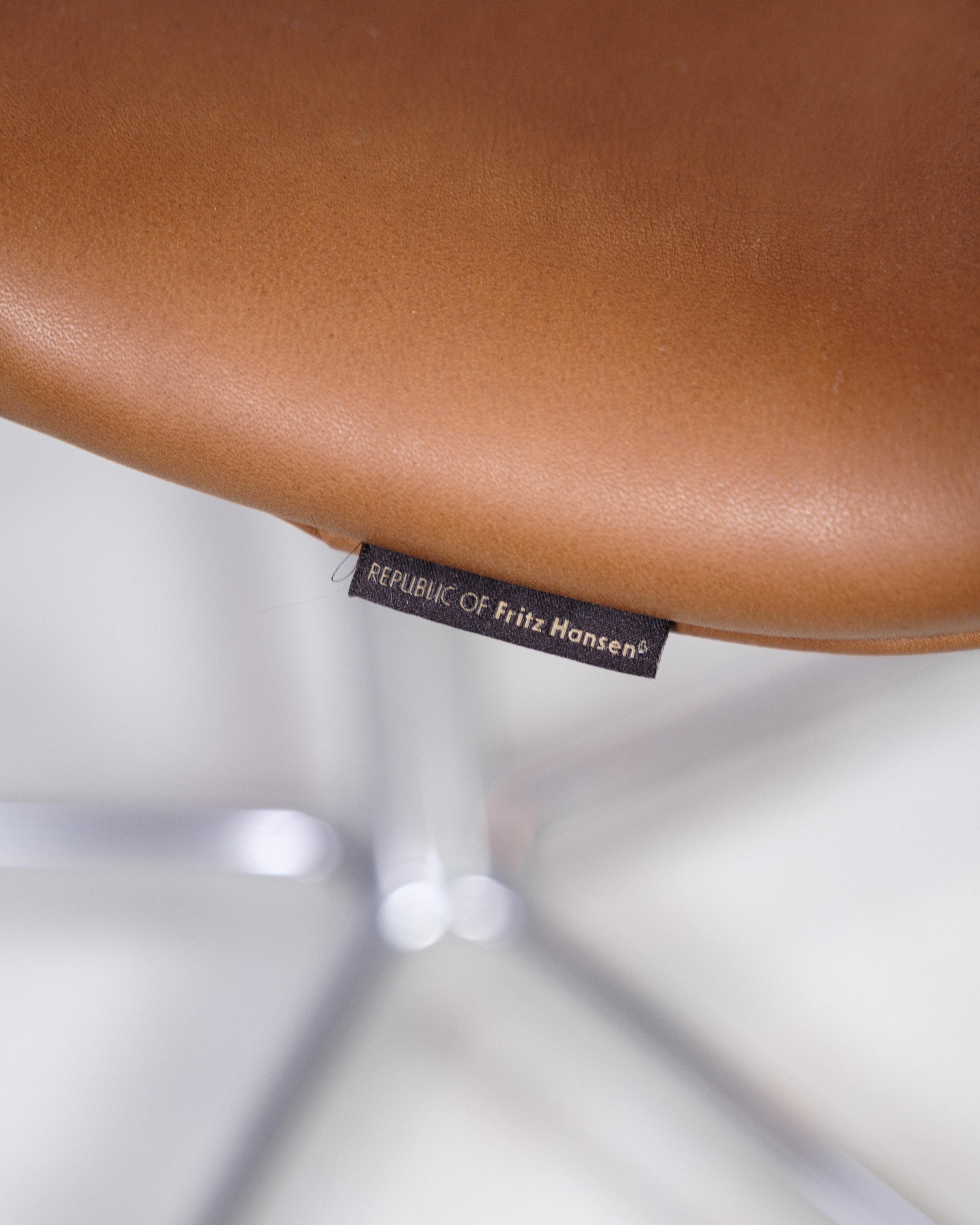 Danish Oxford Classic Office Chair, Model 3293c, Cognac Leather, Arne Jacobsen, 1963 For Sale