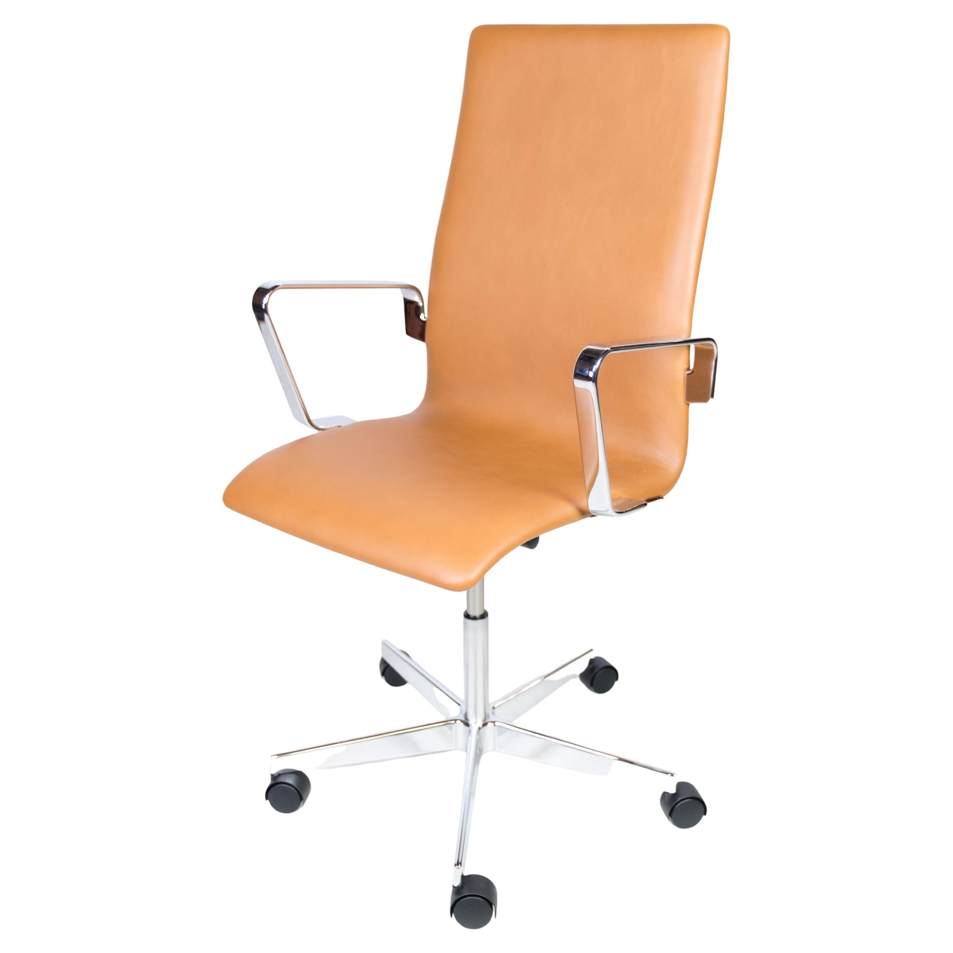 Oxford Classic Office Chair, Model 3293C, Cognac Leather, Arne Jacobsen, 1963