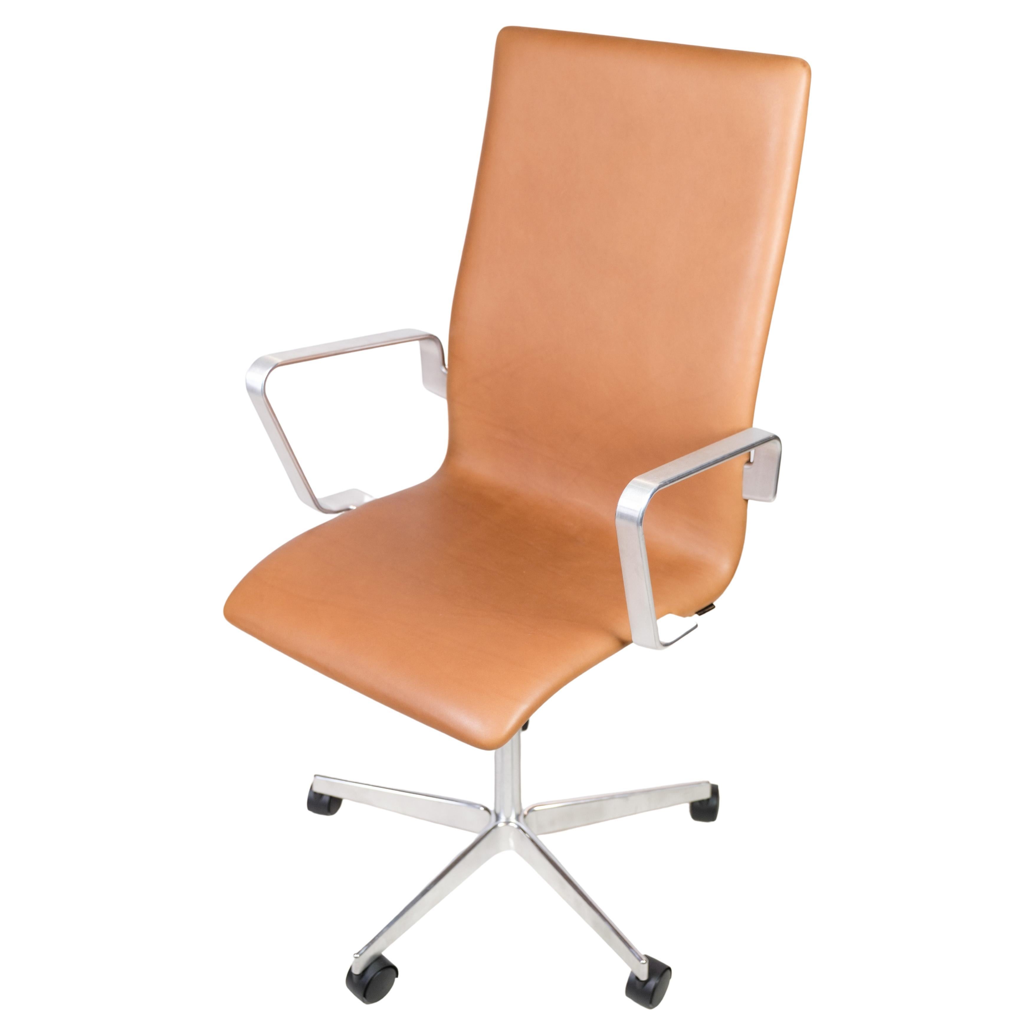 Oxford Classic Office Chair, Model 3293c, Cognac Leather, Arne Jacobsen, 1963