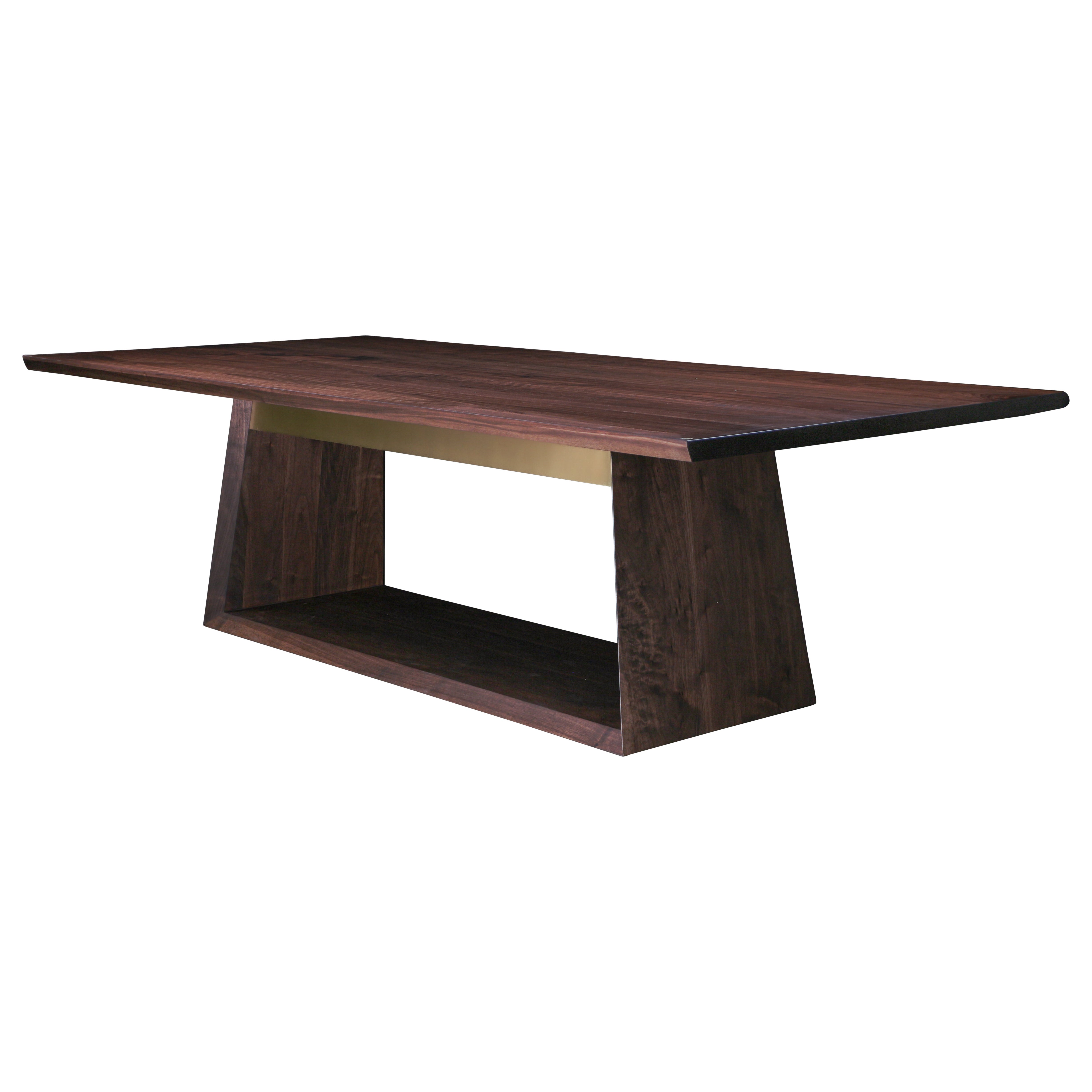 OXFORD Dining Table by AMBROZIA, Solid Smokey Walnut & Polished Brass in vendita