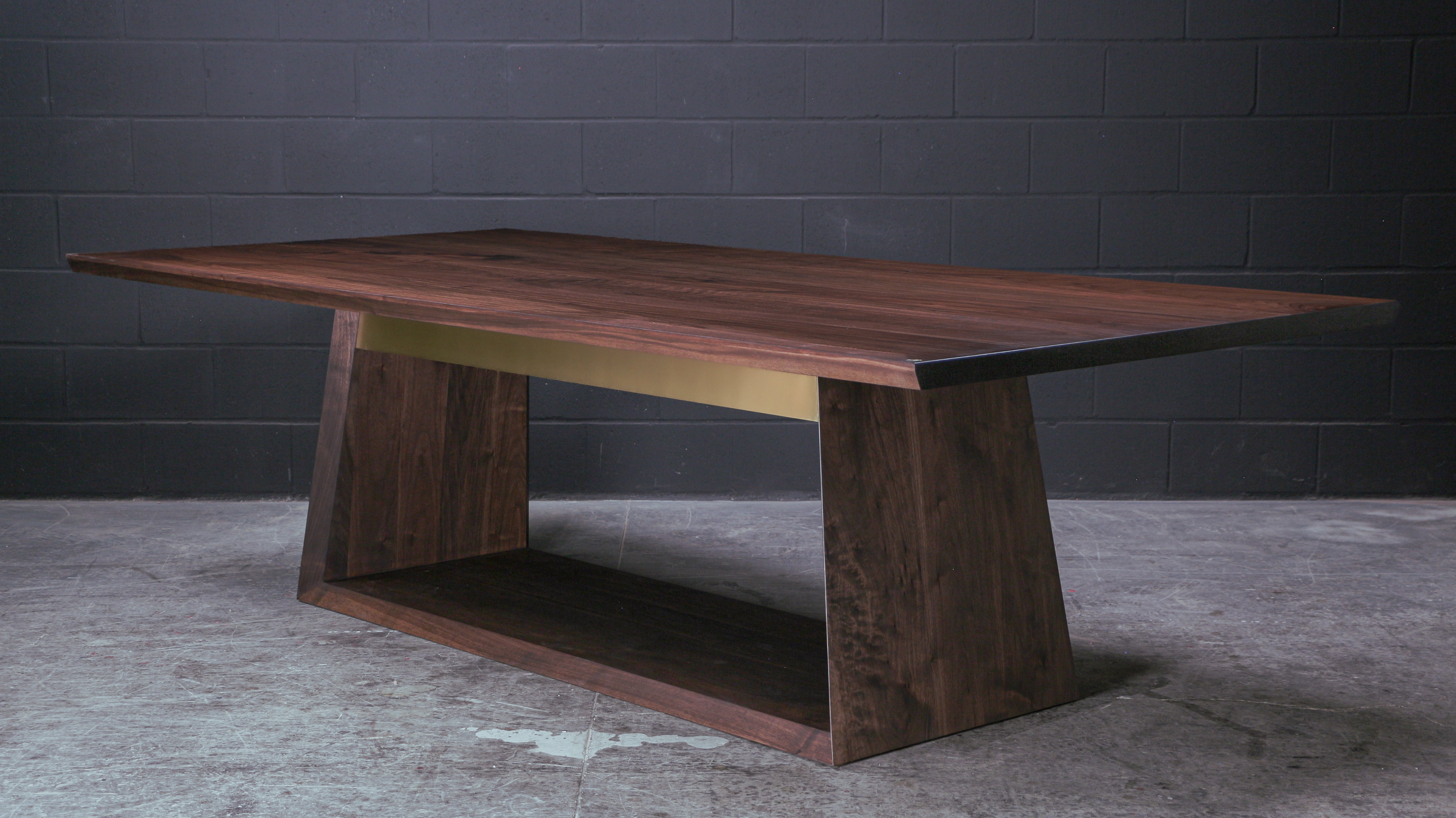 OXFORD Dining Table by AMBROZIA, Solid Smokey Walnut & Polished Brass