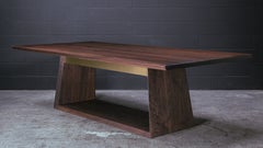 OXFORD Dining Table by AMBROZIA, Solid Smokey Walnut & Polished Brass
