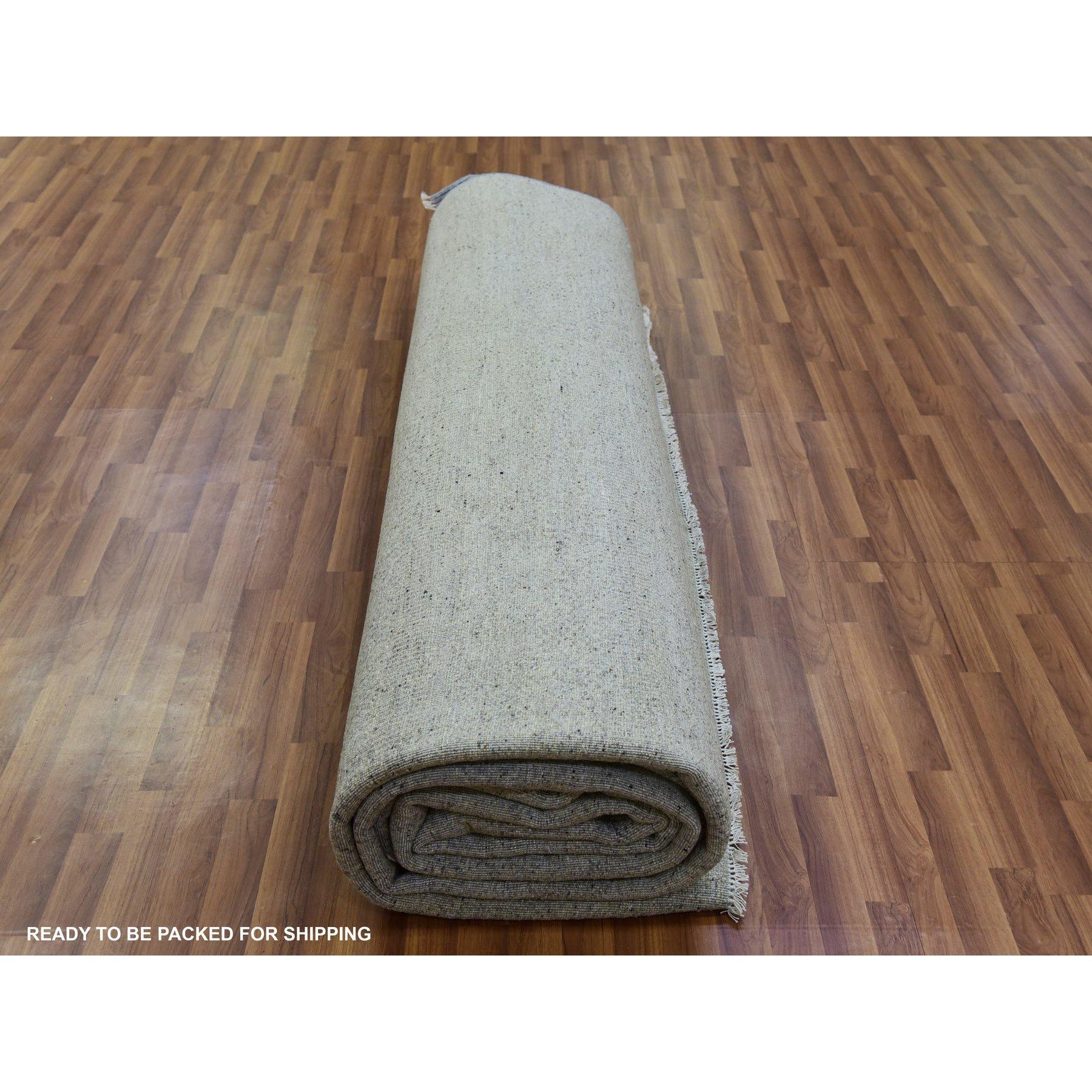 Oxford Grau 100% unbefärbter handgeknüpfter orientalischer Teppich aus Wolle Gras Design 11'10