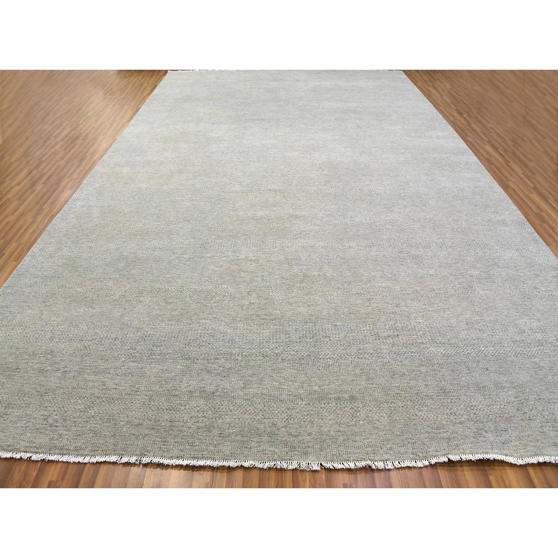 Oxford Grau 100% unbefärbter handgeknüpfter orientalischer Teppich aus Wolle Gras Design 11'10