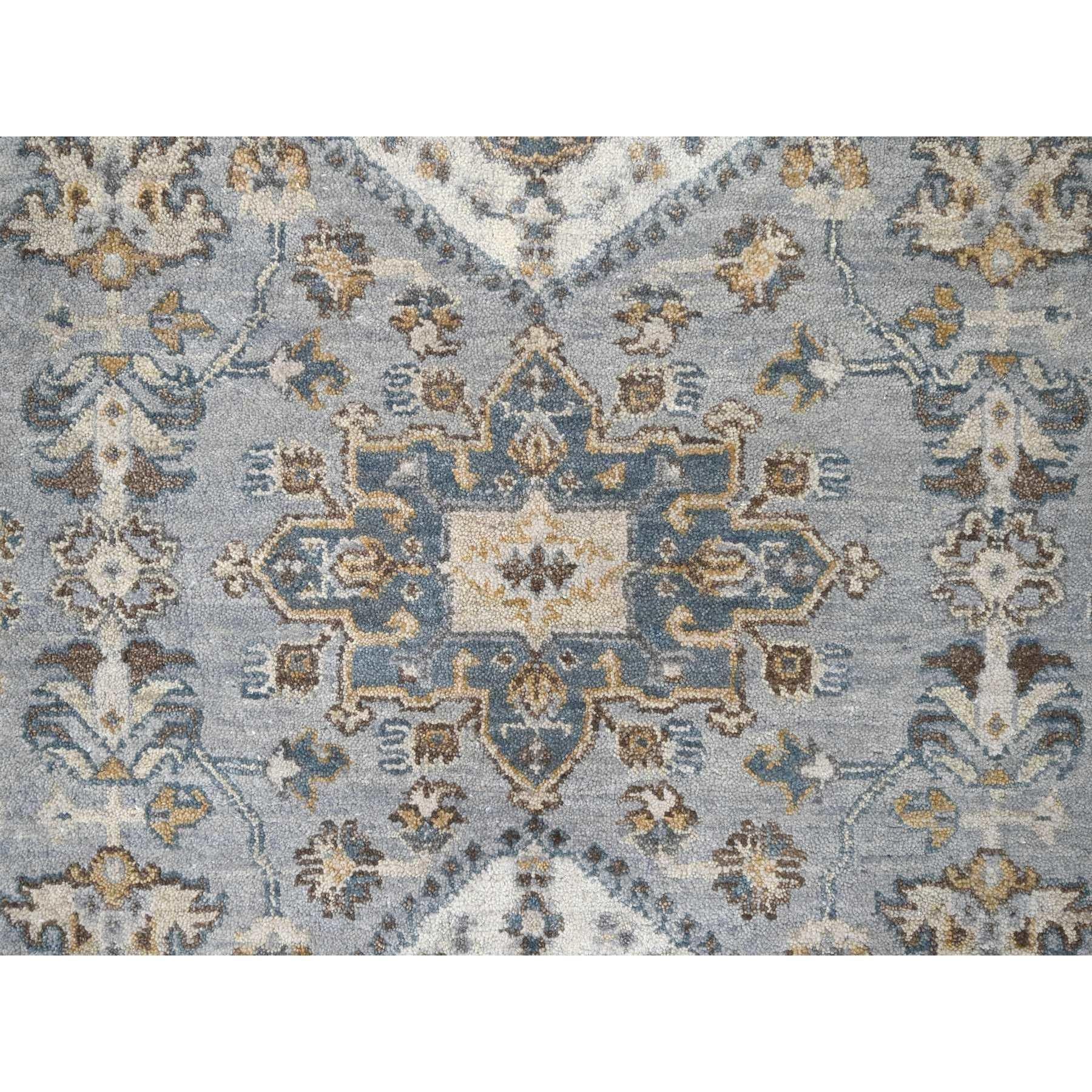 Lana Tappeto orientale Oxford Gray annodato a mano con design Karajeh in lana morbida 9'0