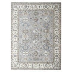 Tapis oriental gris Oxford noué à la main, motif Karajeh, 9'0" x 11'10"