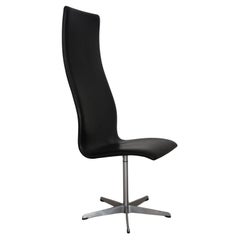 Oxford Midcentury Black Leather Chair by Arne Jacobsen for Fritz Hansen, 1960s