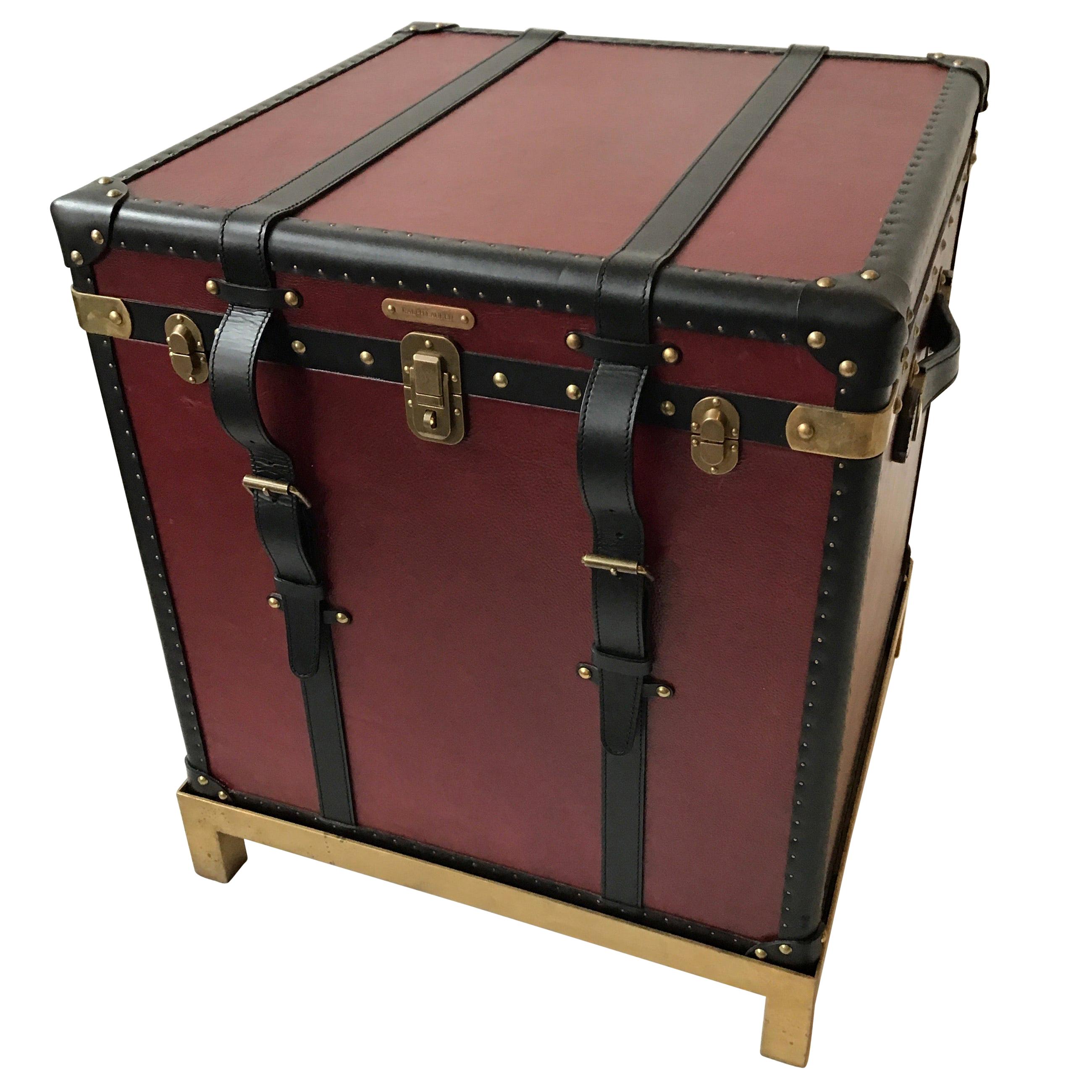 Ralph Lauren Oxford Red Leather Trunk Table