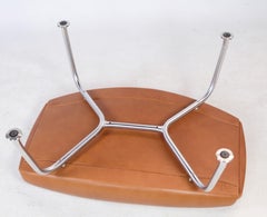 Tabouret Oxford en cuir cognac par Hans J. Wegner pour Fredericia Møbelfabrik