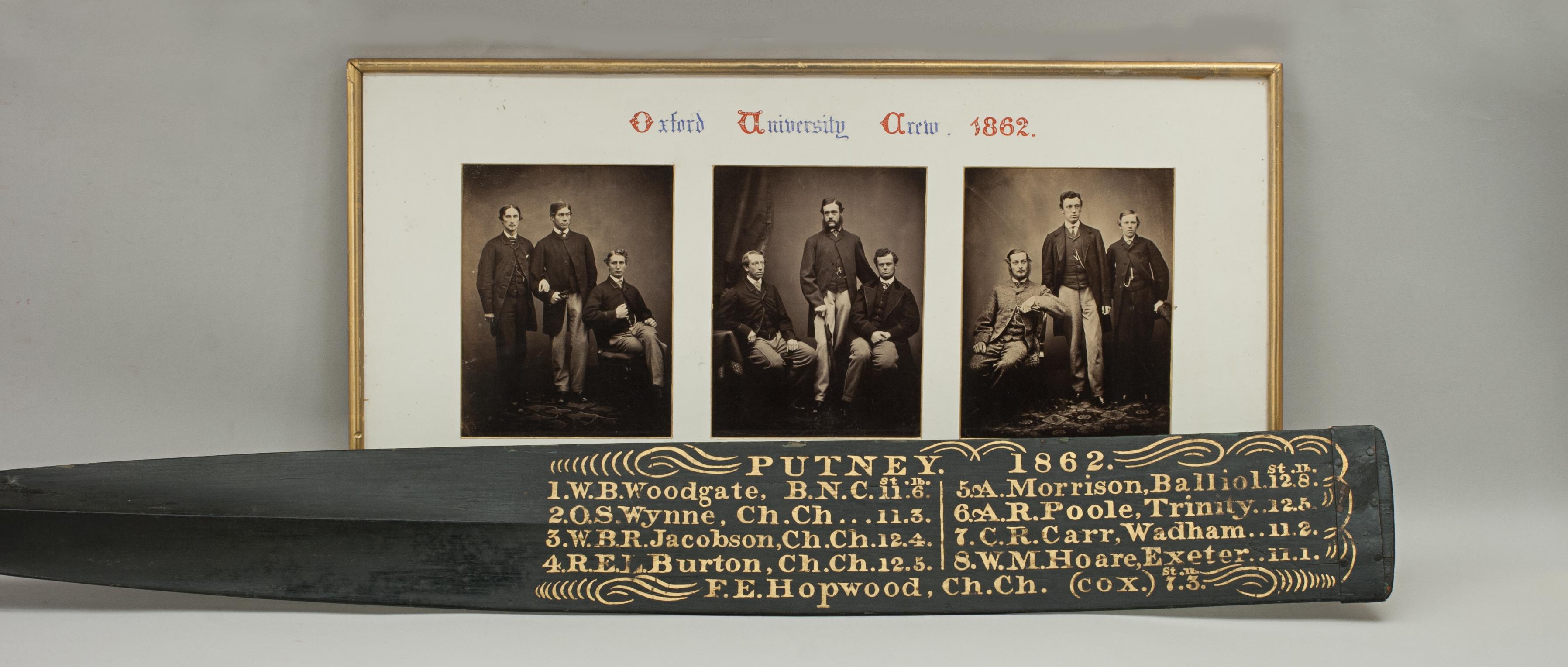 Oxford University Boat Race Rowing Oar 1862, with Photographs. Oxford Cambridge 1