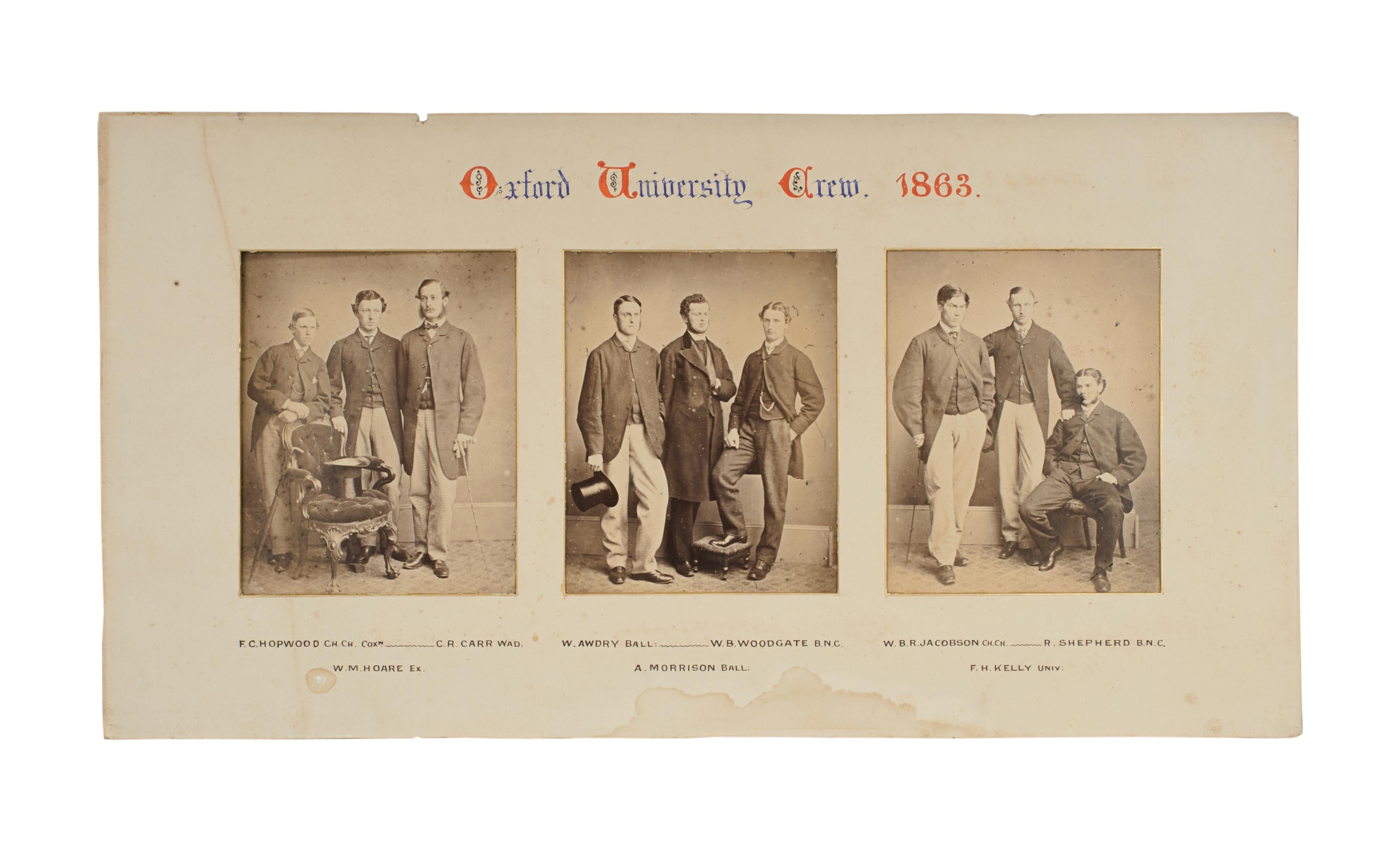 Oxford University boat race oar 1863.
This is the most wonderful memento of the 1863 Oxford and Cambridge University boat race. The traditional presentation trophy oar is the former property of the Oxford rower, No.5 Allan Morrison. The calligraphy