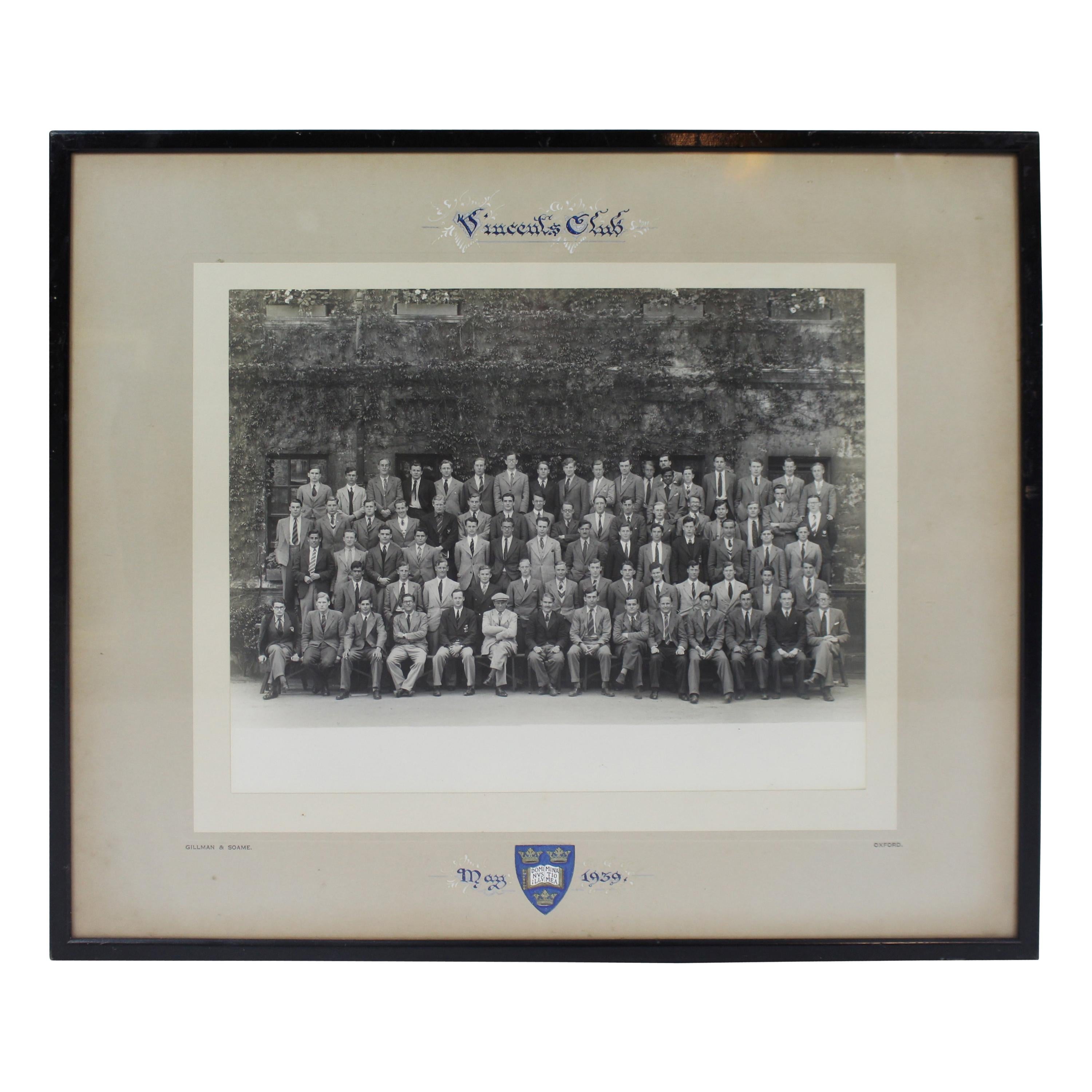 Oxford University Vincent's Club 1939 Photograph For Sale