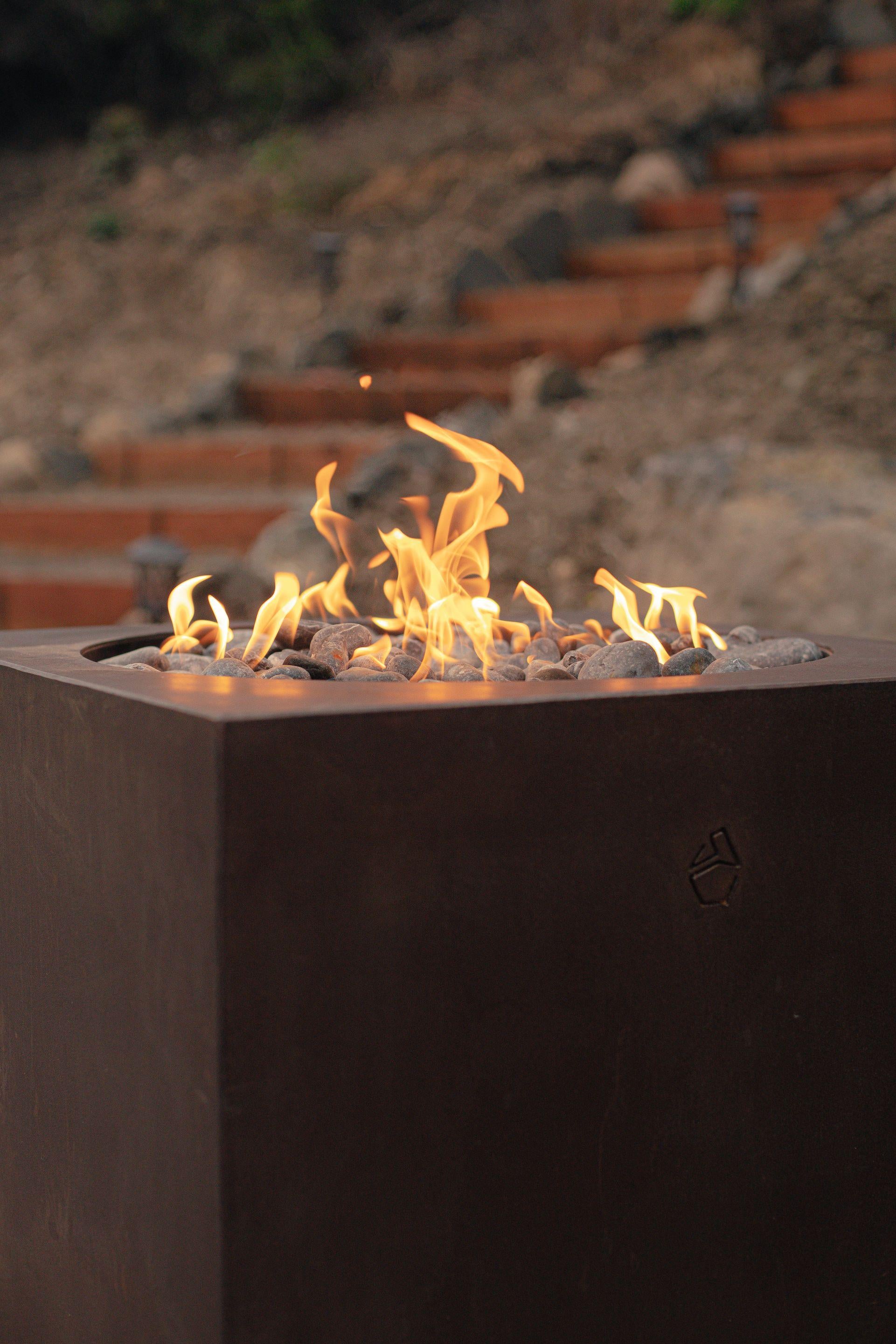 Contemporary Oxidazed Cubus Firepit by Andres Monnier For Sale