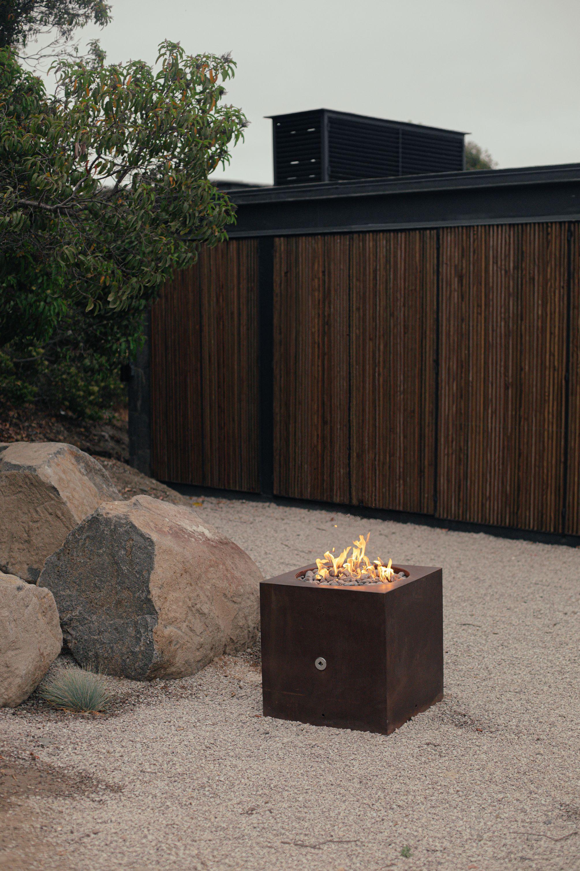 Stainless Steel Oxidazed Cubus Firepit by Andres Monnier For Sale