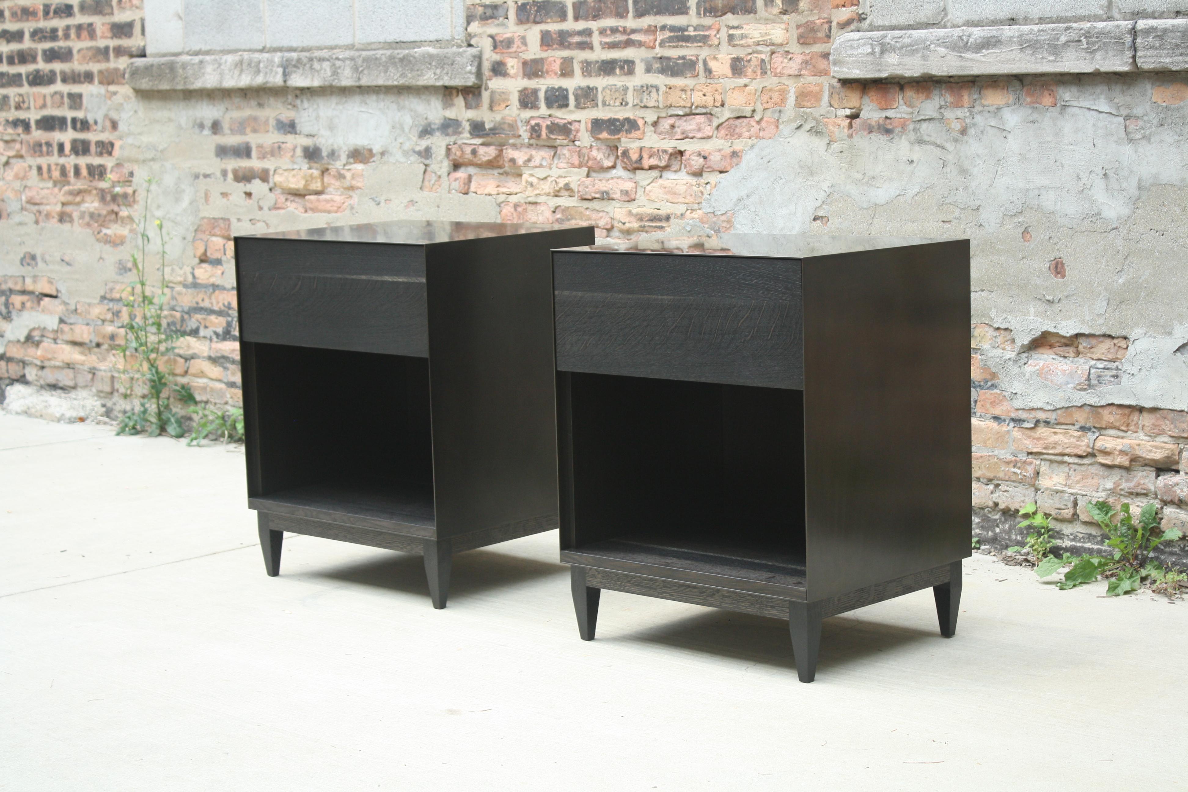 Oxide Blackened Steel and Walnut Nightstand with Integrated Power Bocci 22system In New Condition For Sale In Chicago, IL