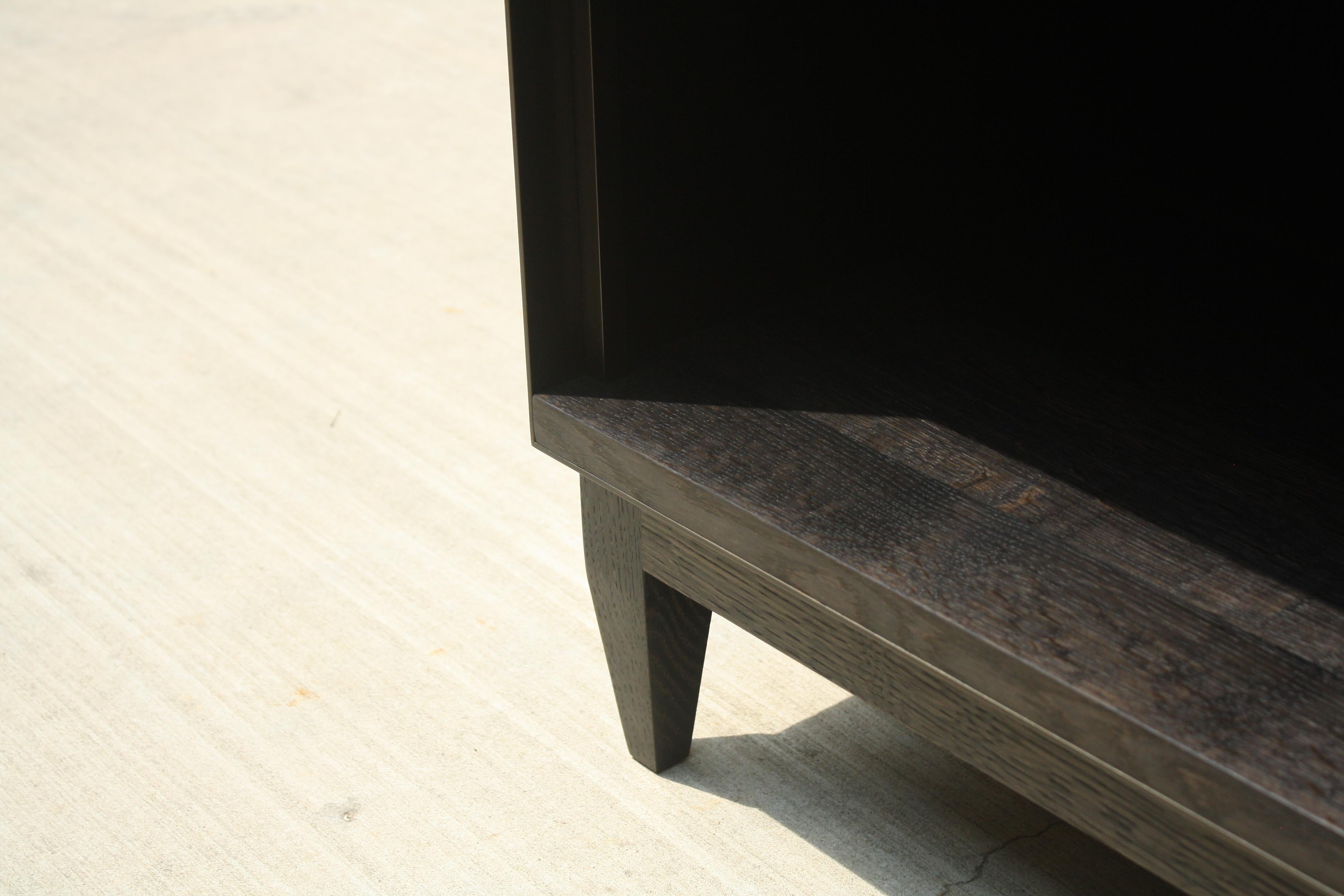 Contemporary Oxide Blackened Steel and Walnut Nightstand with Integrated Power Bocci 22system For Sale