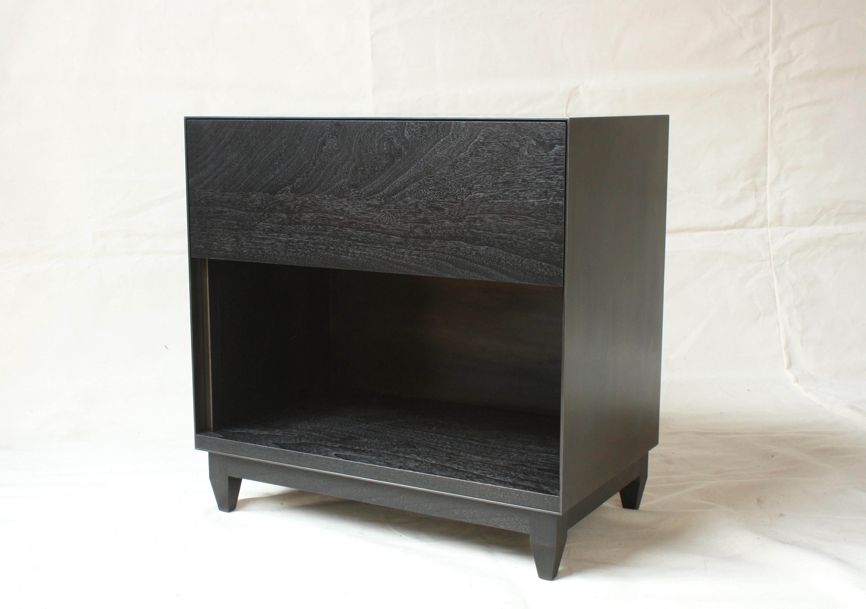 Modern Oxide, Blackened Steel and Walnut Side Cabinets or Nightstands by Laylo Studio For Sale