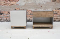 Oxide, Aluminum Side Cabinets with Wood Drawers by Laylo Studio