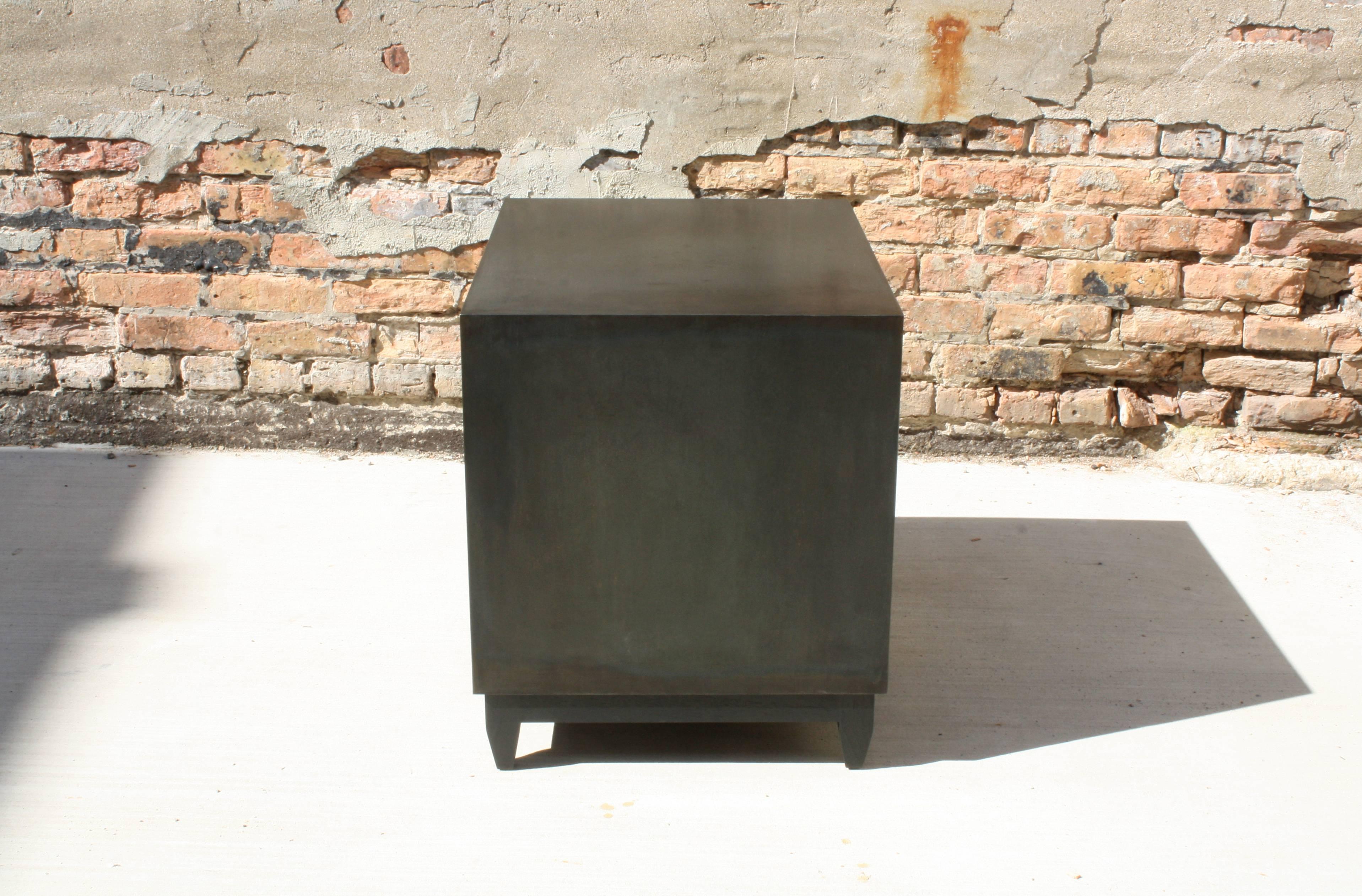 Modern Oxide, Handmade Nightstand or Contemporary Side Table - Blackened Steel and Wood For Sale