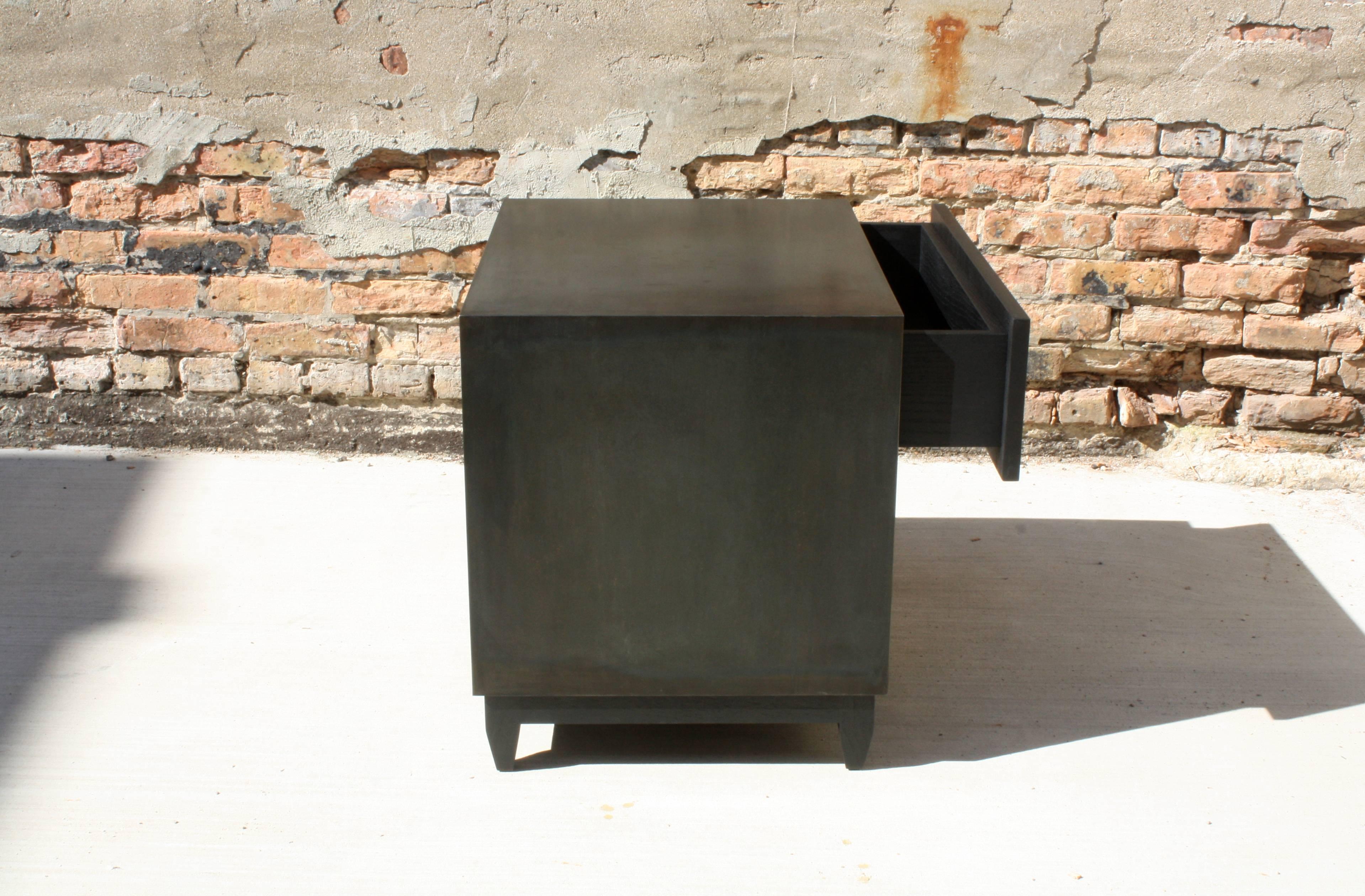 American Oxide, Handmade Nightstand or Contemporary Side Table - Blackened Steel and Wood For Sale