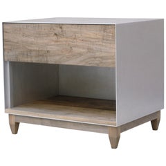 Oxide, Handmade Nightstand or Side Cabinet - Waxed Aluminum and Oxidized Maple