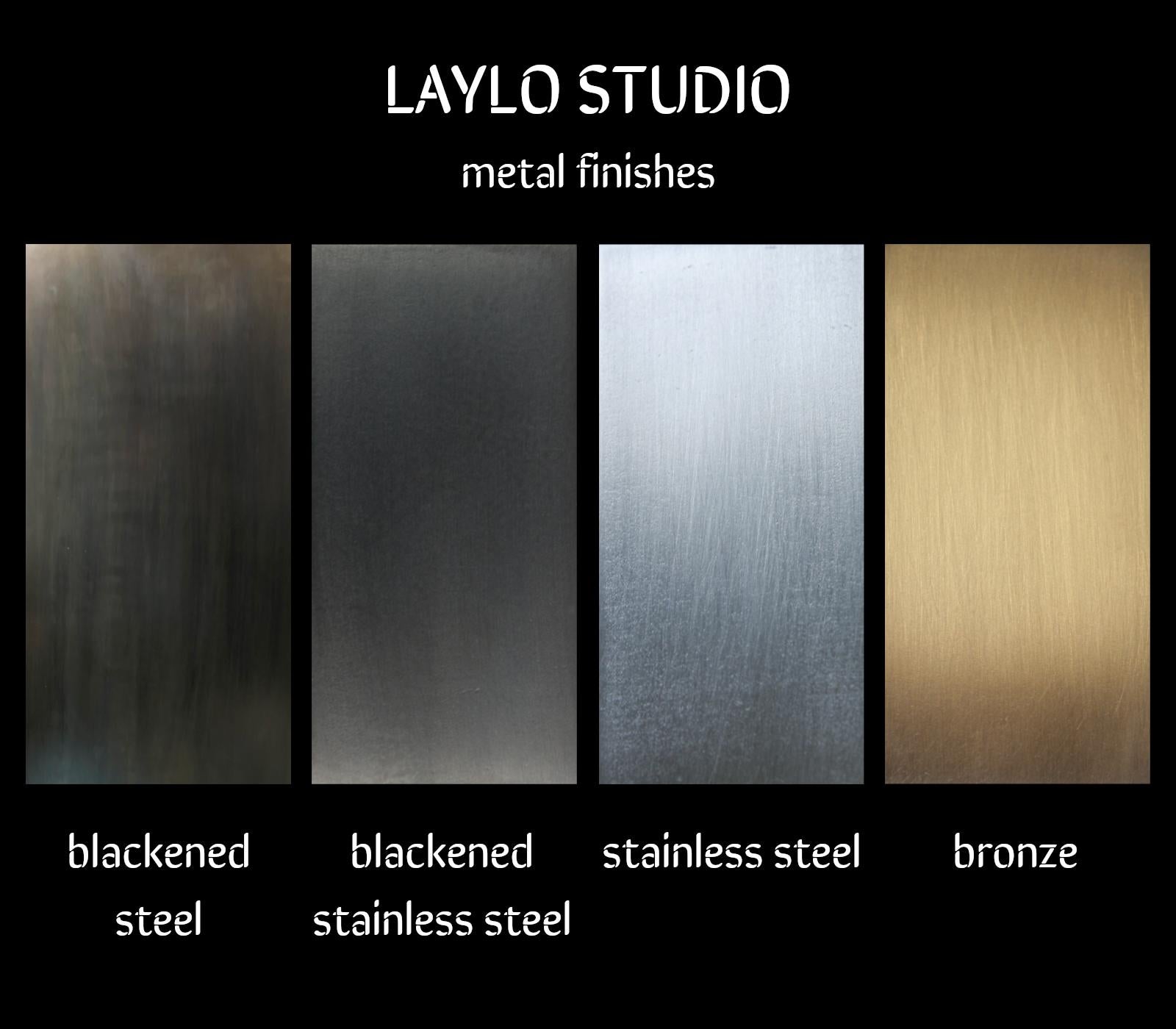 Oxide Matching Side Cabinets Handmade by Laylo Studio in Oak and Blackened Steel For Sale 12