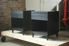 Oxide Matching Side Cabinets Handmade by Laylo Studio in Oak and Blackened Steel