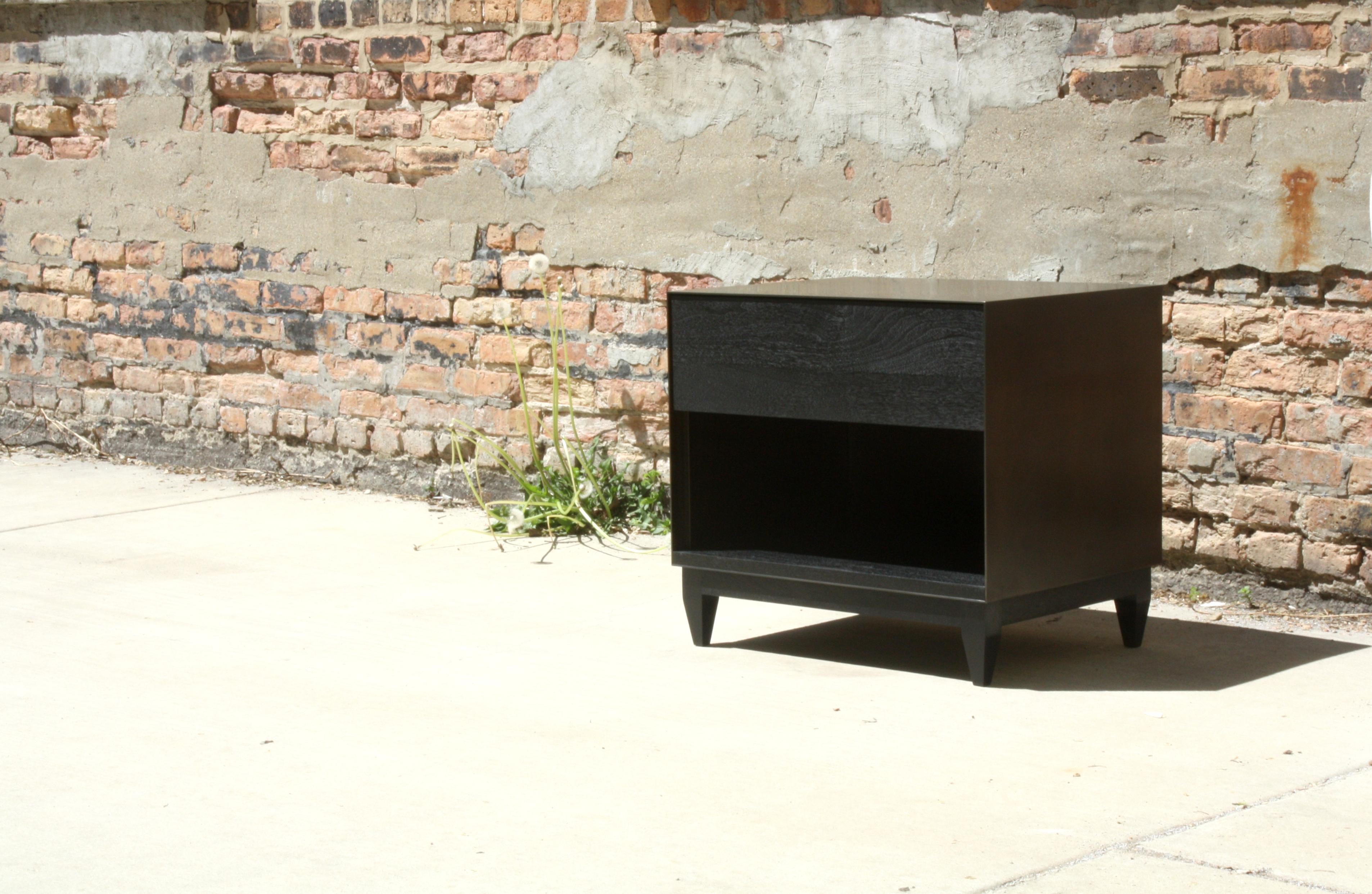 Oxide Matching Side Cabinets Handmade by Laylo Studio in Oak and Blackened Steel For Sale 1