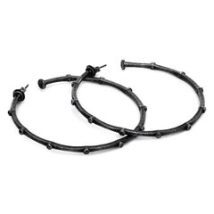 Orecchini a cerchio con diamante in argento ossidato Celles