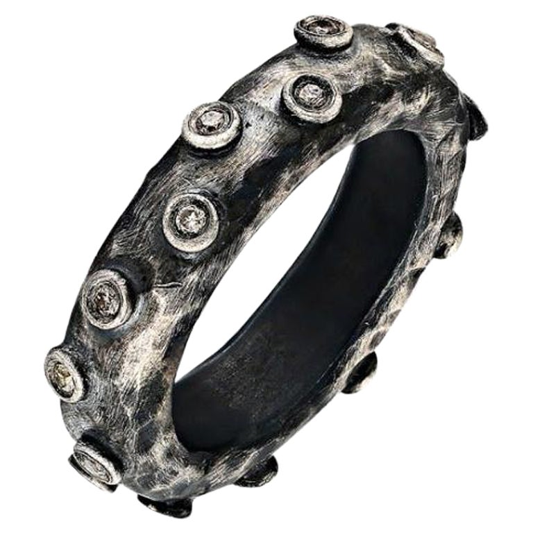 Bague Celles en argent oxydé et diamant