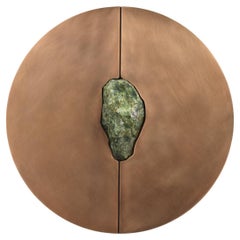 Oxidized and Waxed Bronze Round Cabinet Jade Stone by Pierre De Valck