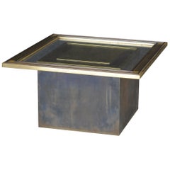 Oxidized Brass and Glass Low Table, Italy, 1970s