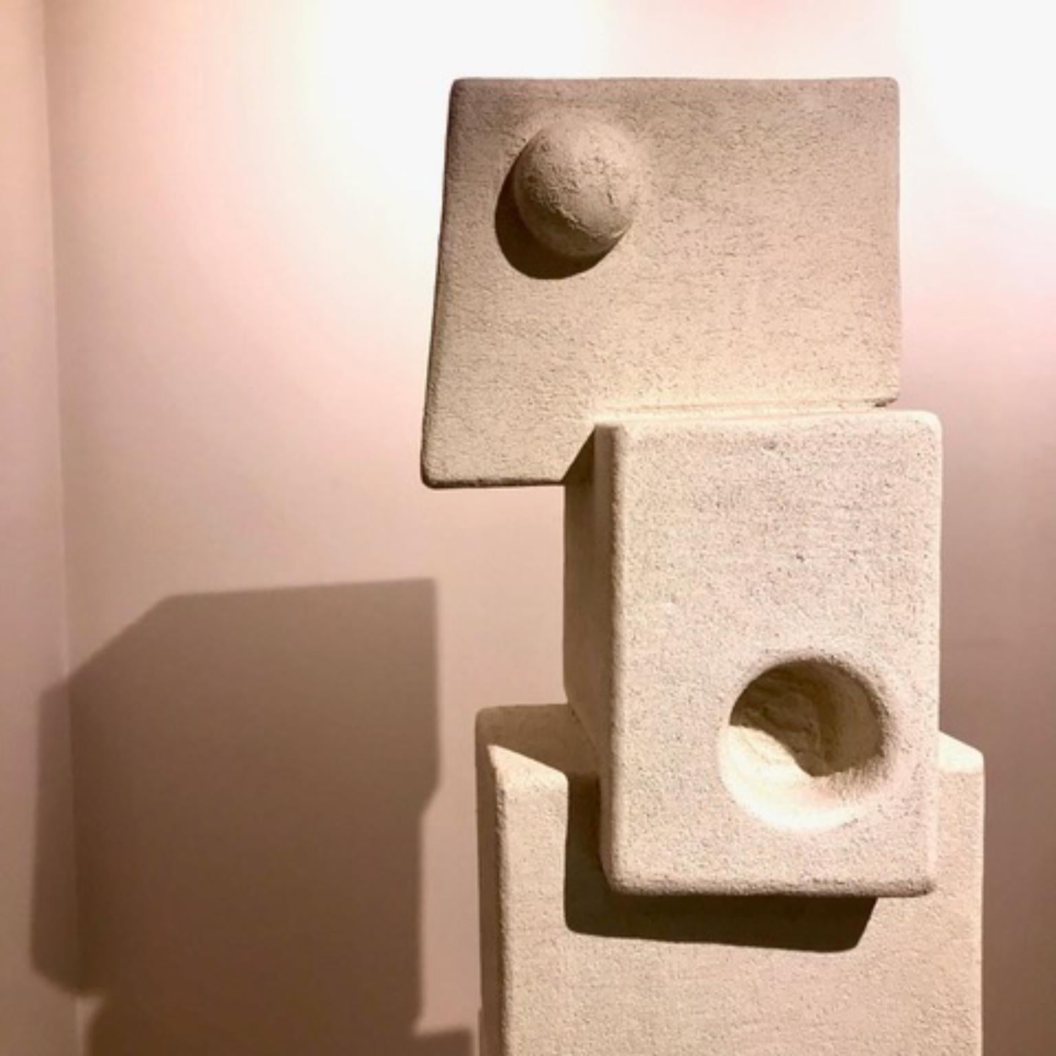 Contemporary Oxidized Bronze and Steel Metallized Lamp Totem by Frederic Texier For Sale