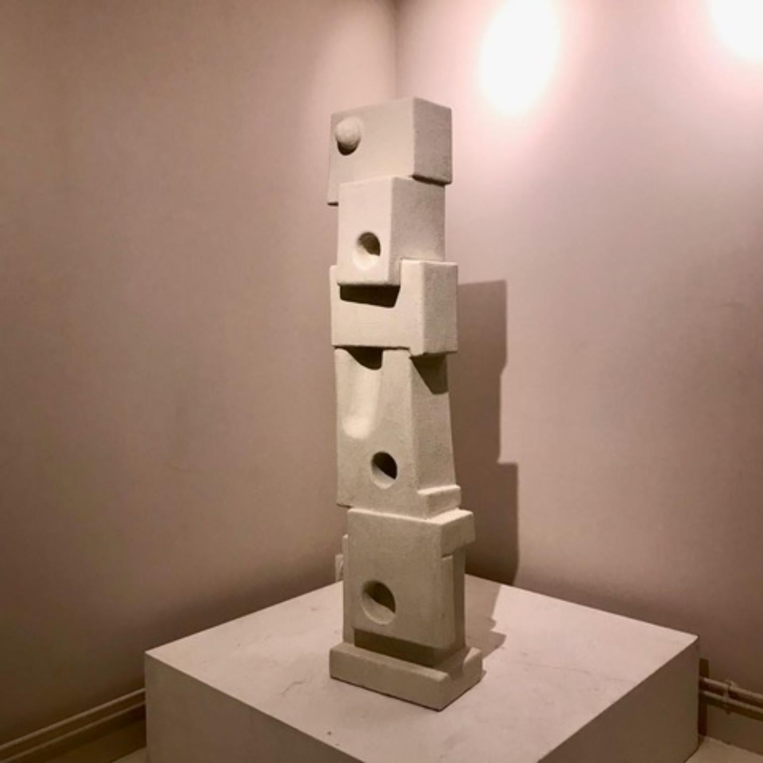 Oxidized Bronze and Steel Metallized Lamp Totem by Frederic Texier For Sale 1