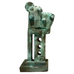 Oxidized Bronze Green Blue Metallized Mini Totem by Frederic Texier