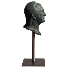 Oxidized bronze head on a metal stand. Copenhagen, Denmark, Late 19th Century