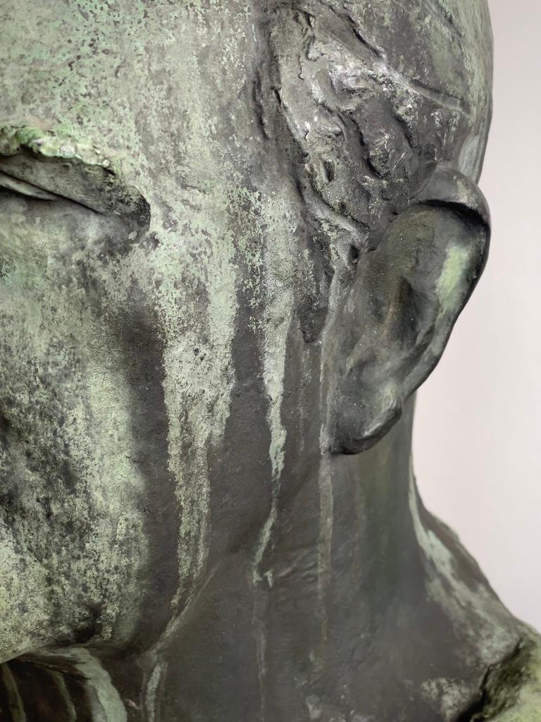 Testa in bronzo ossidato su supporto in metallo. Copenaghen, Danimarca, fine del XIX secolo in vendita 2