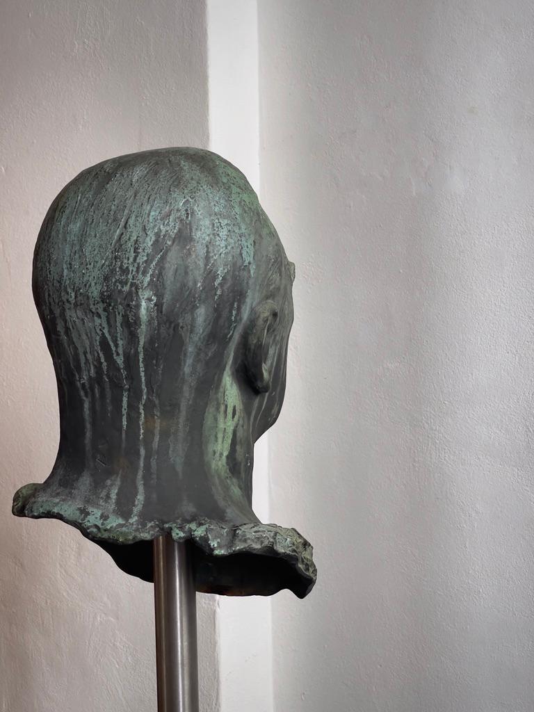 Testa in bronzo ossidato su supporto in metallo. Copenaghen, Danimarca, fine del XIX secolo in vendita 4