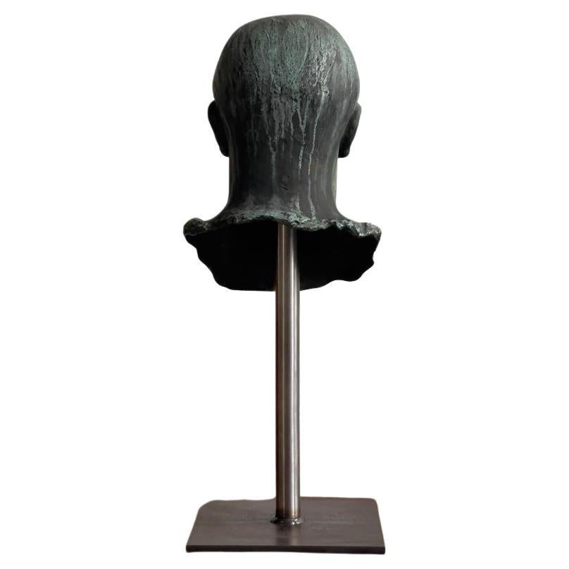 Oxidized bronze head on a metal stand. Copenhagen, Denmark, Late 19th Century For Sale