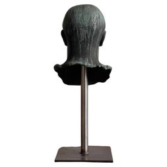 Oxidized bronze head on a metal stand. Copenhagen, Denmark, Late 19th Century