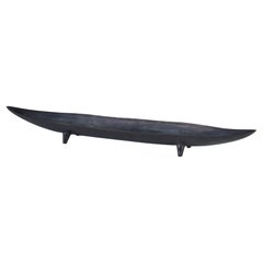 Oxidized Metal Canoe Shaped Footed Bowl