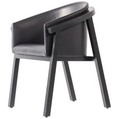 Oxidized Oak Bucket Dining Chair with Upholstered Leather Seat/Dining Chair GH3